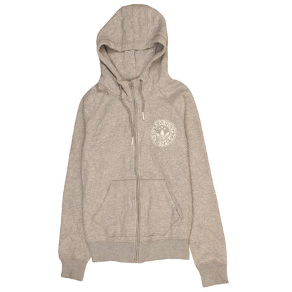 Adidas Mens Grey Full Zip Hoodie L Logo Fleece Sportswear