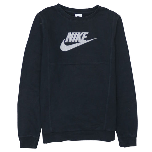 Nike Girls Black XL Pullover Sweatshirt Crew Neck Fleece Lined Logo Top