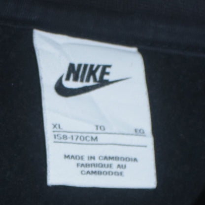 Nike Girls Black XL Pullover Sweatshirt Crew Neck Fleece Lined Logo Top