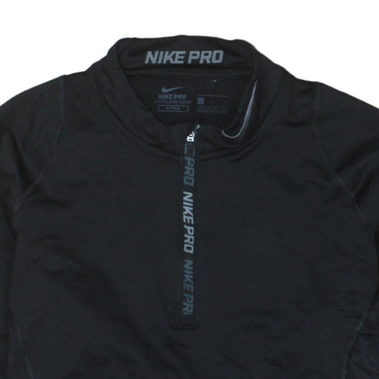 Nike Pro Men’s Black Mock Neck 1/2 Zip Sweatshirt Size S Athletic Fit