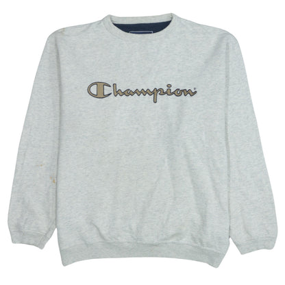 Champion Men's Grey Logo Pullover Sweatshirt Size L Regular Fit