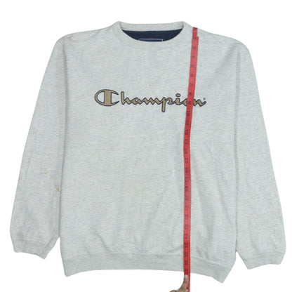 Champion Men's Grey Logo Pullover Sweatshirt Size L Regular Fit