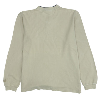 Puma Mens Beige V-Neck Pullover Sweatshirt XS Lightweight Cotton