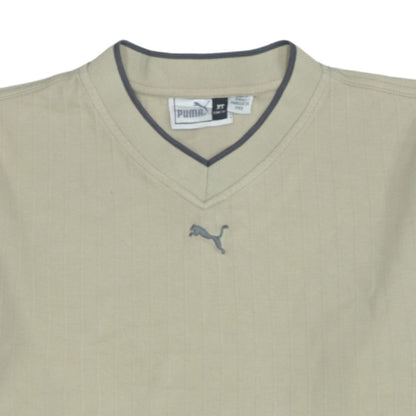 Puma Mens Beige V-Neck Pullover Sweatshirt XS Lightweight Cotton