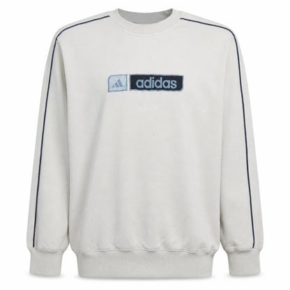Adidas Teens White Pullover Sweatshirt 164 Logo Crew Neck Fleece