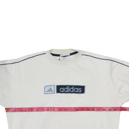 Adidas Teens White Pullover Sweatshirt 164 Logo Crew Neck Fleece