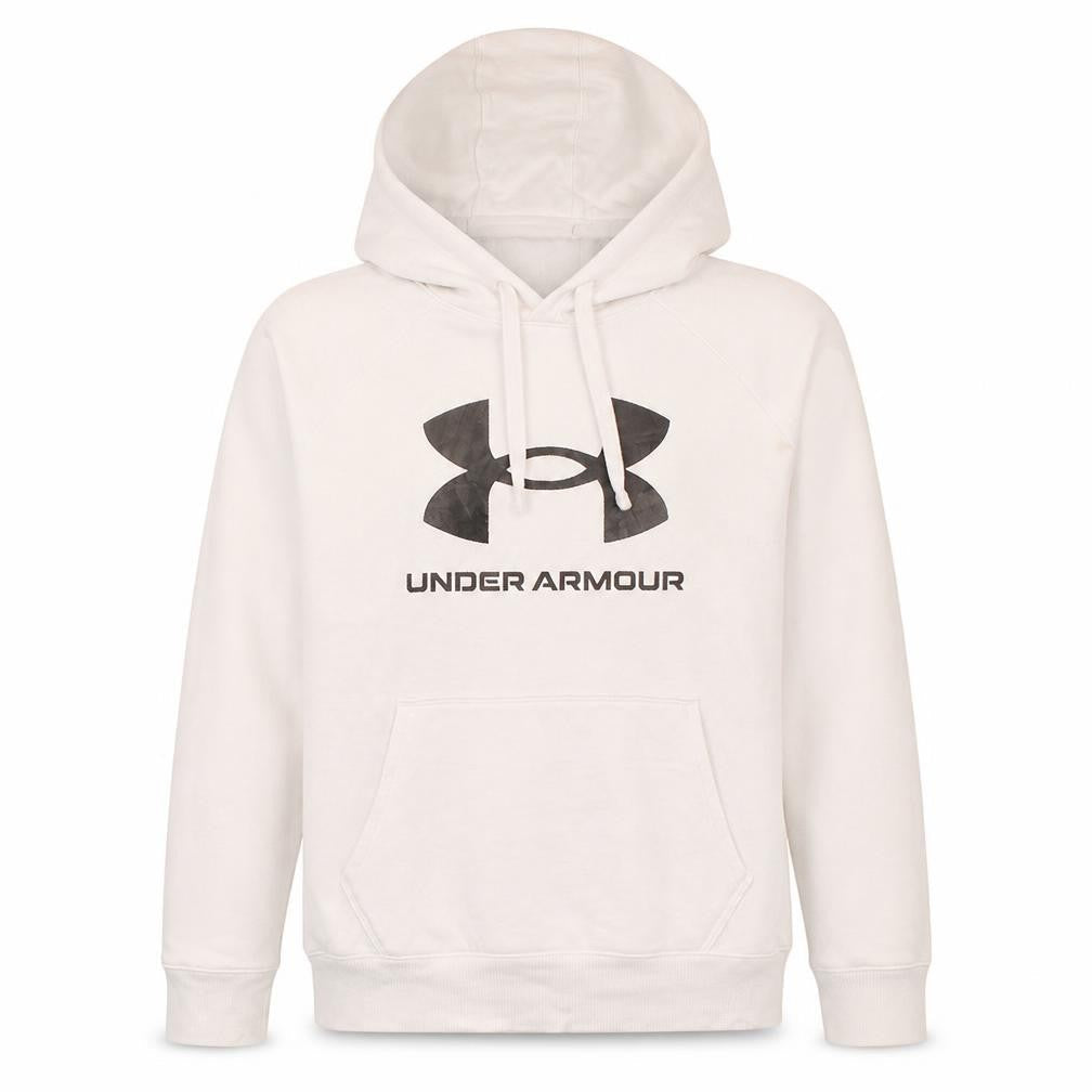 Under Armour Men's White Pullover Hoodie Size M Graphic Logo Sportswear
