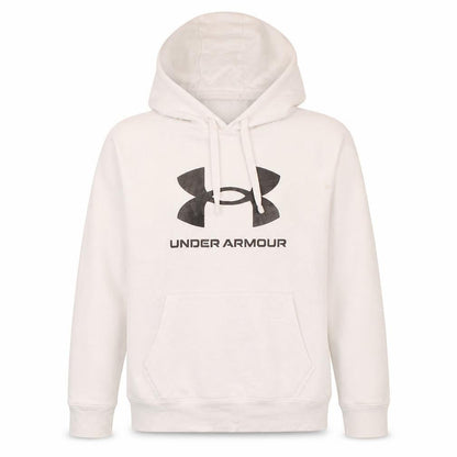Under Armour Men's White Pullover Hoodie Size M Graphic Logo Sportswear