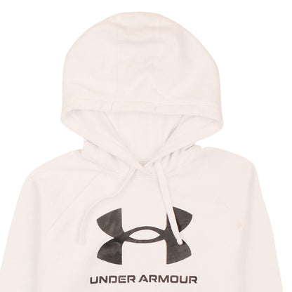 Under Armour Men's White Pullover Hoodie Size M Graphic Logo Sportswear
