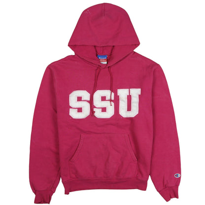 Champion Womens Pink Pullover Hoodie SSU Graphic Size S