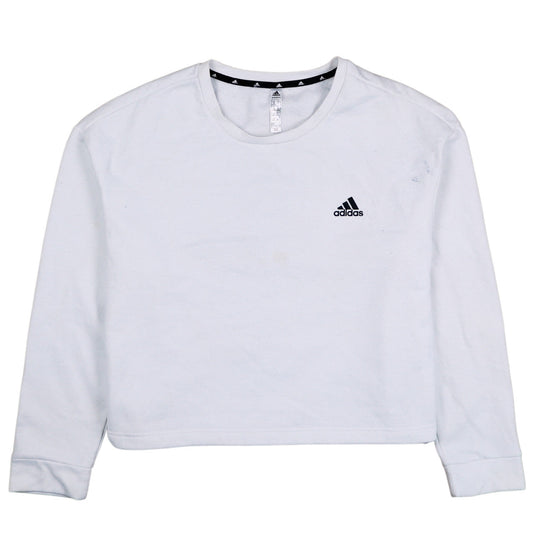 Adidas Women's White XL Crew Neck Pullover Sweatshirt Logo Print