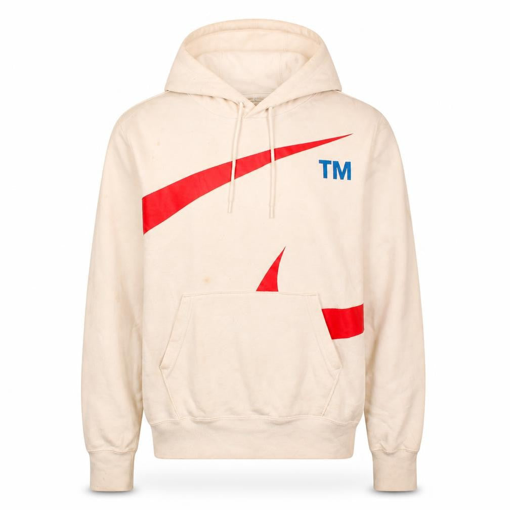Nike Mens White S Pullover Fleece Hoodie with Logo Print