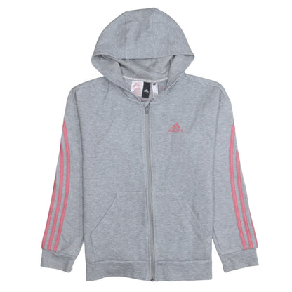 Adidas Girls Grey Full Zip Hoodie 13-14 Years Sports Hooded Sweatshirt