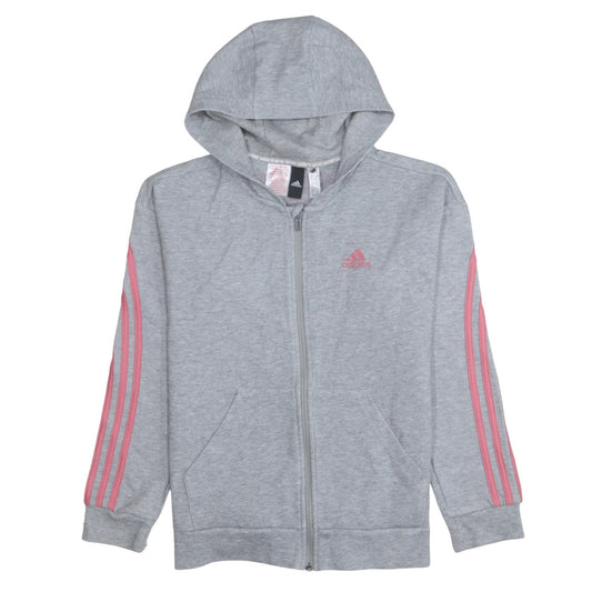 Adidas Girls Grey Full Zip Hoodie 13-14 Years Sports Hooded Sweatshirt