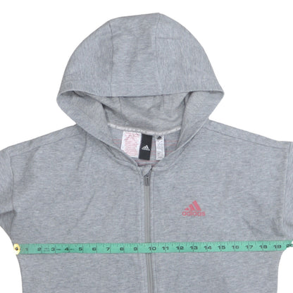 Adidas Girls Grey Full Zip Hoodie 13-14 Years Sports Hooded Sweatshirt