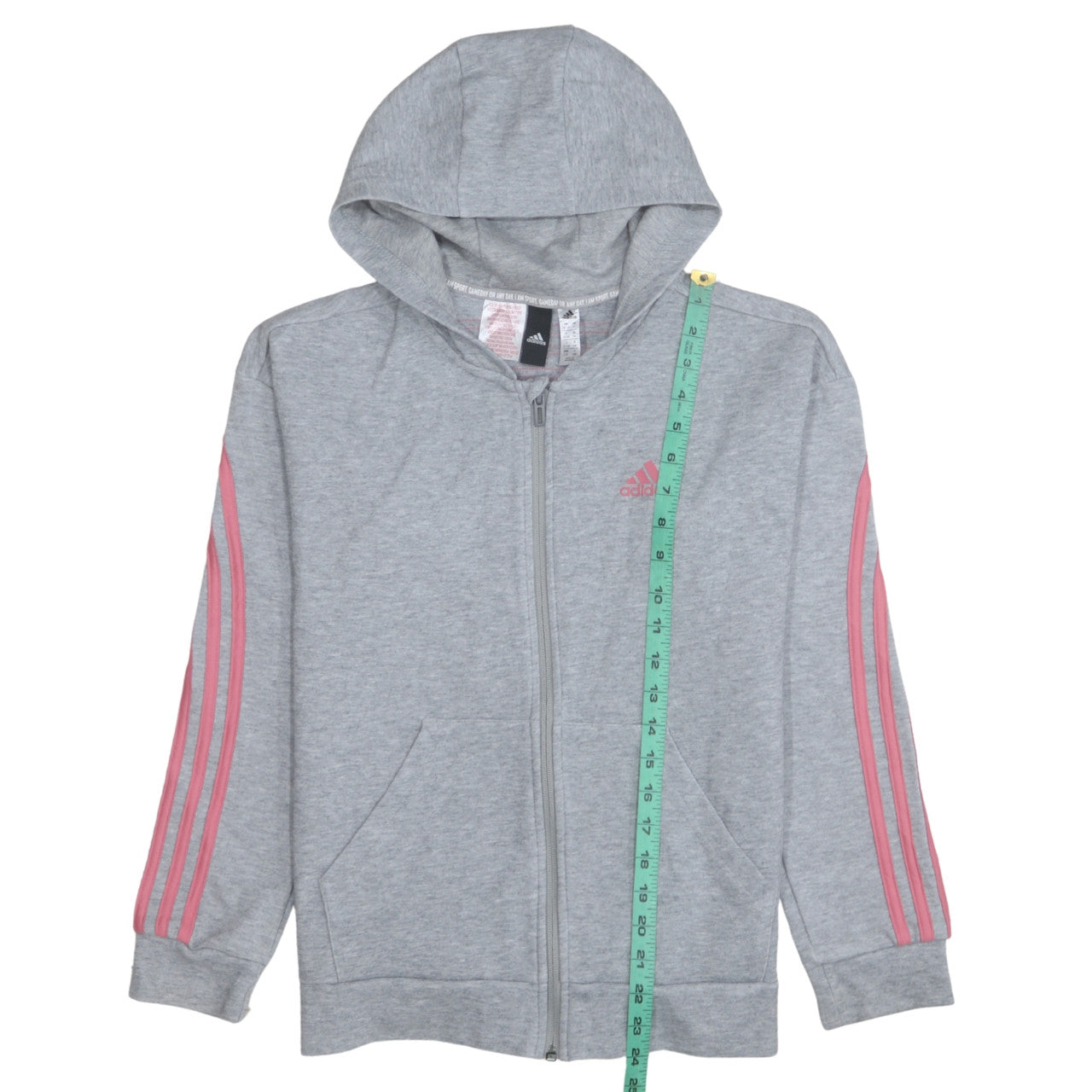 Adidas Girls Grey Full Zip Hoodie 13-14 Years Sports Hooded Sweatshirt