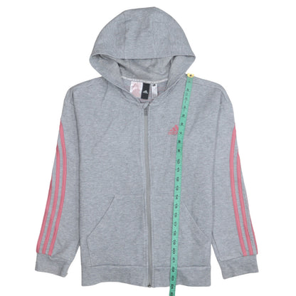 Adidas Girls Grey Full Zip Hoodie 13-14 Years Sports Hooded Sweatshirt