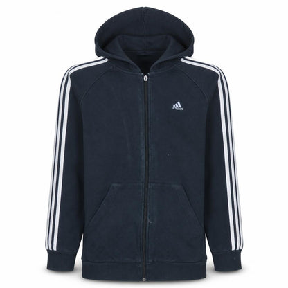 Adidas Boys Black Full Zip Hoodie 15-16 Years Essentials Sportswear