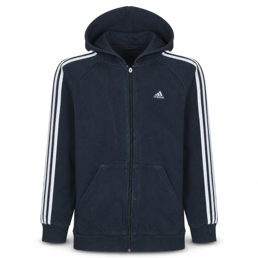 Adidas Boys Black Full Zip Hoodie 15-16 Years Essentials Sportswear