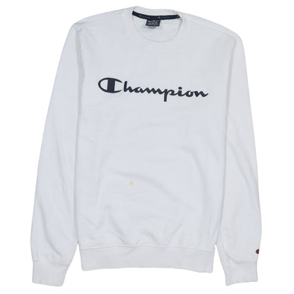 Champion Men's White Medium Crew Neck Logo Sweatshirt