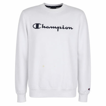 Champion Men's White Medium Crew Neck Logo Sweatshirt