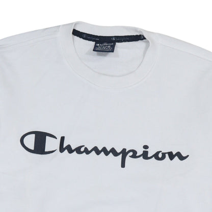 Champion Men's White Medium Crew Neck Logo Sweatshirt