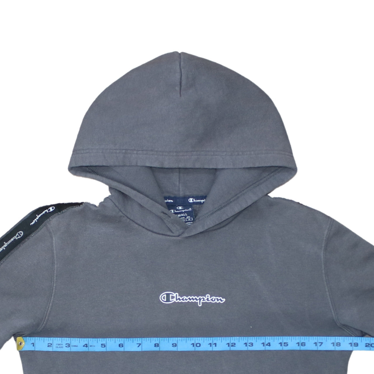 Champion Men's Grey Small Pullover Hoodie with Logo Trim