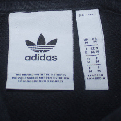 Adidas Mens Black Pullover Hoodie M Logo Sports Fleece Sweatshirt