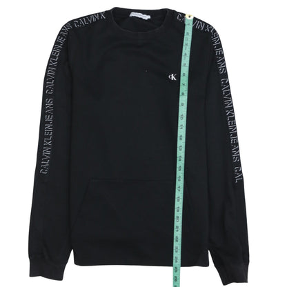 Calvin Klein Jeans Boys Black Logo Pullover Sweatshirt Size 16