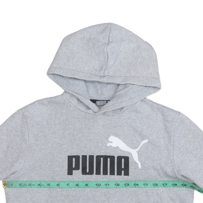 Puma Boys Grey Pullover Hoodie 15-16 Years Fleece Logo Sweatshirt