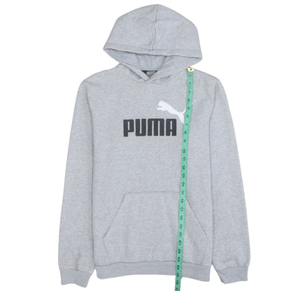 Puma Boys Grey Pullover Hoodie 15-16 Years Fleece Logo Sweatshirt