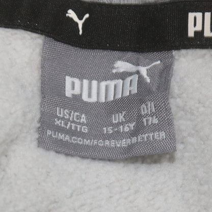 Puma Boys Grey Pullover Hoodie 15-16 Years Fleece Logo Sweatshirt