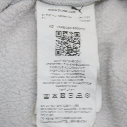 Puma Boys Grey Pullover Hoodie 15-16 Years Fleece Logo Sweatshirt