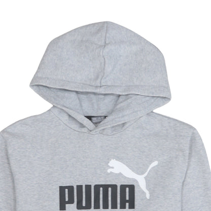 Puma Boys Grey Pullover Hoodie 15-16 Years Fleece Logo Sweatshirt