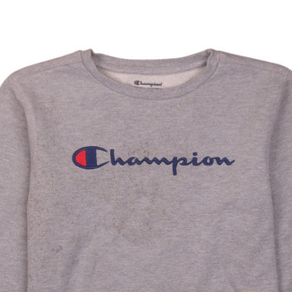 Champion Boys Grey XL Crew Neck Pullover Sweatshirt Logo Print