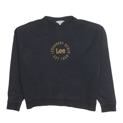 Lee Women Black Cotton Relaxed Fit Pullover Sweatshirt L