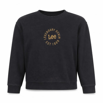 Lee Women Black Cotton Relaxed Fit Pullover Sweatshirt L