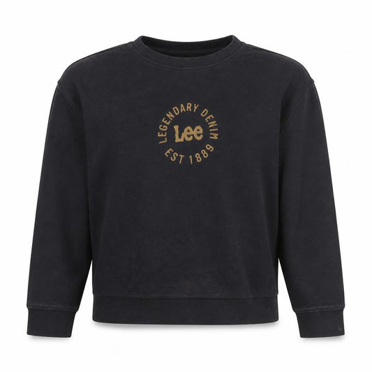 Lee Women Black Cotton Relaxed Fit Pullover Sweatshirt L