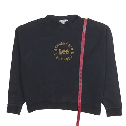 Lee Women Black Cotton Relaxed Fit Pullover Sweatshirt L