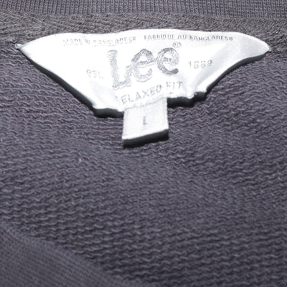 Lee Women Black Cotton Relaxed Fit Pullover Sweatshirt L