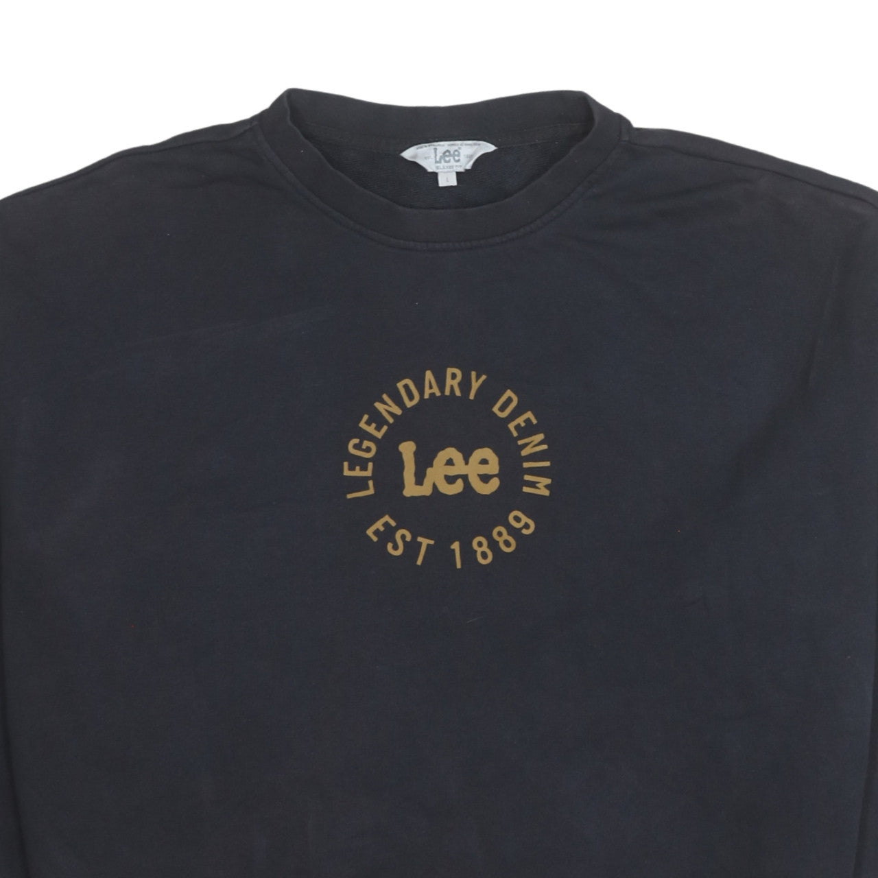 Lee Women Black Cotton Relaxed Fit Pullover Sweatshirt L