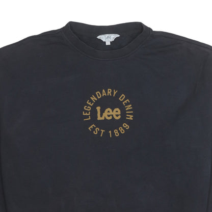Lee Women Black Cotton Relaxed Fit Pullover Sweatshirt L