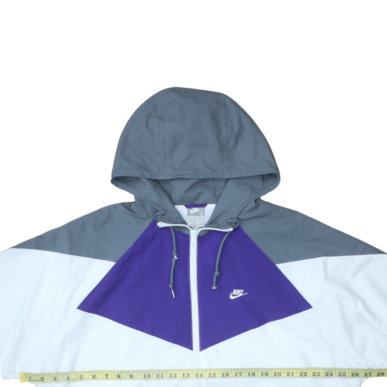 Nike Men's Grey White Purple Full Zip Hoodie Size L