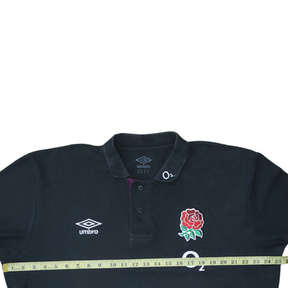 Umbro Men’s Black England Rugby O2 Polo Shirt 2XL Cotton Blend