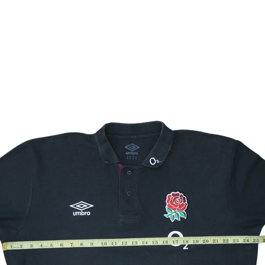 Umbro Men’s Black England Rugby O2 Polo Shirt 2XL Cotton Blend