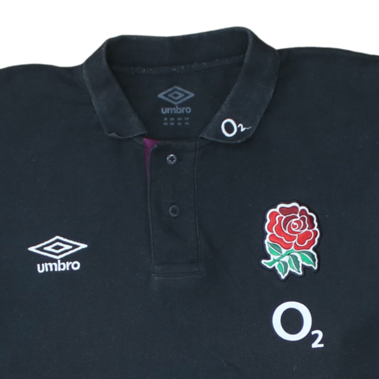 Umbro Men’s Black England Rugby O2 Polo Shirt 2XL Cotton Blend