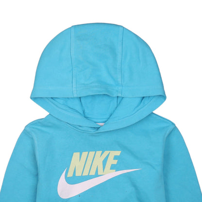 Nike Boys Blue Pullover Hoodie L Logo Print Fleece Sweatshirt