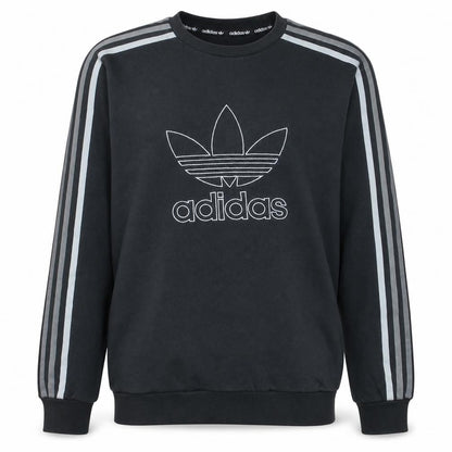 adidas Men Black Small Pullover Logo Crew Neck Sweatshirt