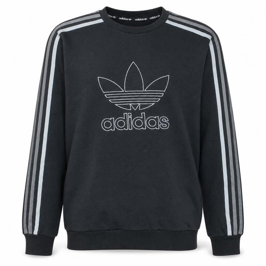 adidas Men Black Small Pullover Logo Crew Neck Sweatshirt