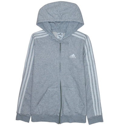 Adidas Women Grey Full Zip Hoodie Small 8-10 Hooded Sweatshirt